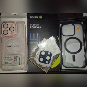 2 NIB Iphone 15 pro Max cases 1 NIB set of screen protectors & 1 NIB lense